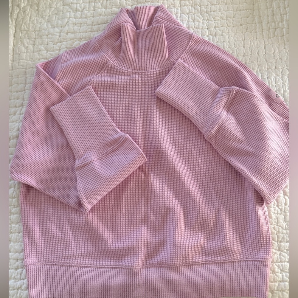 Pink Alo Waffle Weekend Escape Mock Neck Long Sleeve